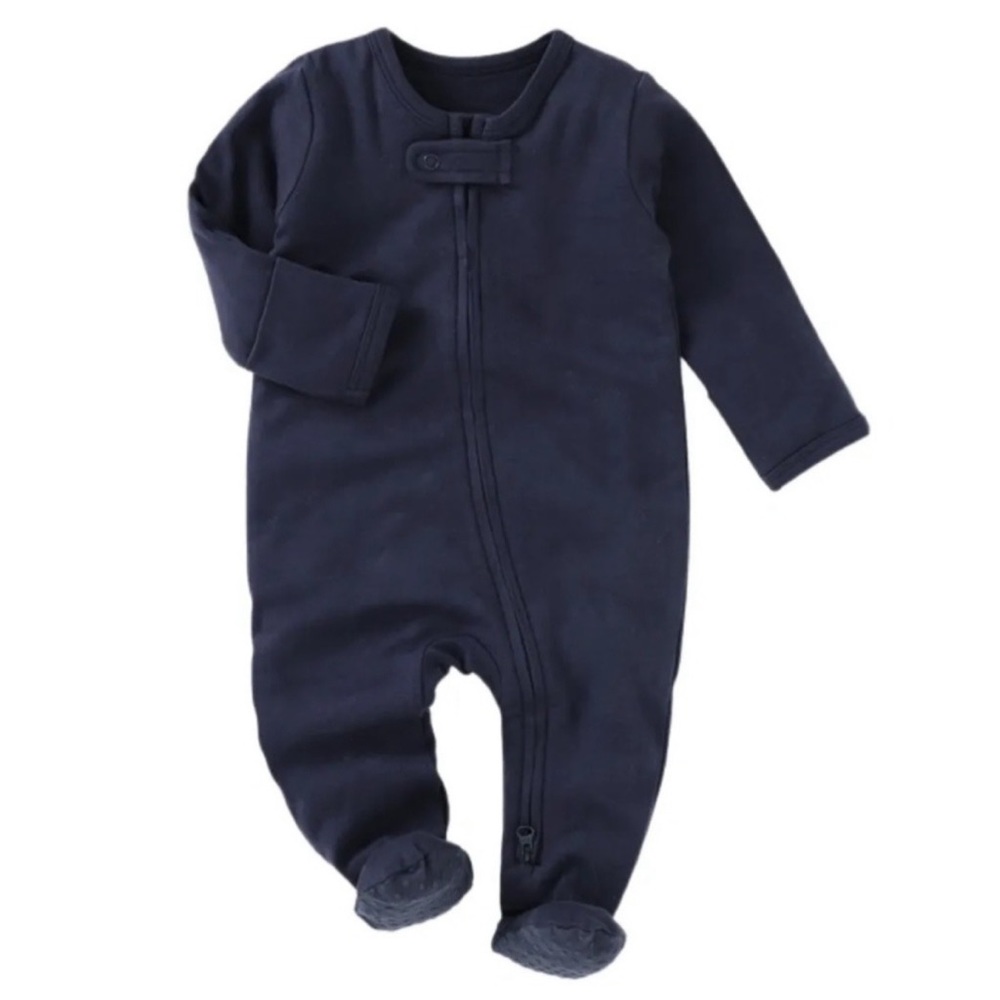 NAVY | Blush Lotus organic baby toddler footie
